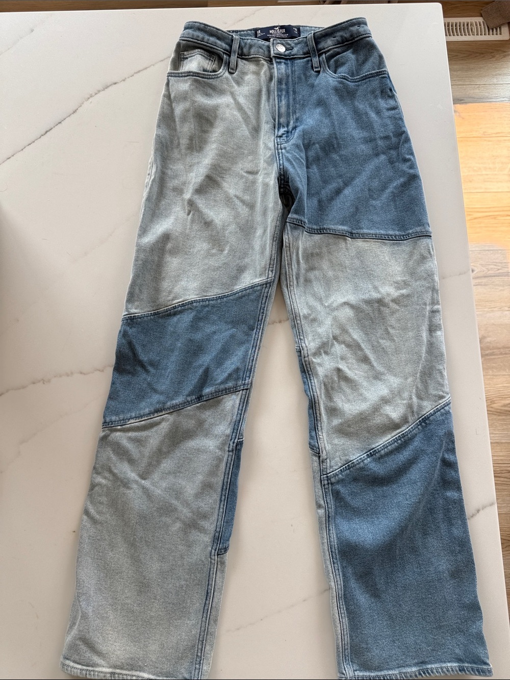 Hollister Women's High-Rise Patchwork Two-Tone Blue Jeans